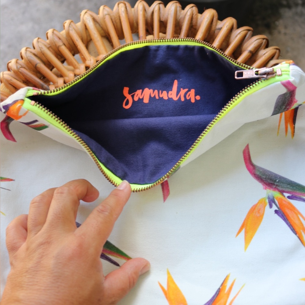 Samudra Tropical Floral Pouch with Zipper - Picture 2 of 3